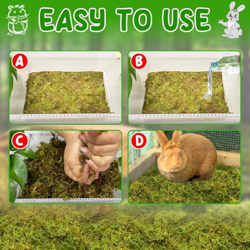 Halatool 12QT Hamster Moss for Bedding Nesting Hideout, Soft & Safe, 8OZ | Odor Control, Forest Moss for Rabbits Squirrels Guinea Pigs, Small Animals Cages, Terrariums, Reptiles, Plants - size: 8oz/12qt
