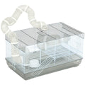 PawHut Hamster Cage, 2 Levels Gerbil Cage, Small Animal Cage for Dwarf Hamster with Tubes and Tunnels, Exercise Wheel, Food Dish, Water Bottle, Ramp, 23" x 13" x 12", Gray | Gerbil Habitat, Small Animal Cage, Tubes and Tunnels, Exercise Wheel, Food Dish,