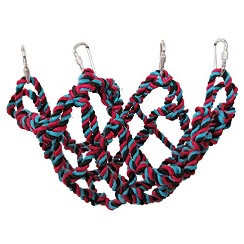 Litewoo Bird Climbing Cotton Rope Net Toy Grid Hammock for Parrot Rat Chinchilla Ferret Swing Thick Chew Rope Hammock Hanging Toys Cage Accessory (Medium Size) - color: M: 9.84 x 12.60inch/ 25 x 32cm