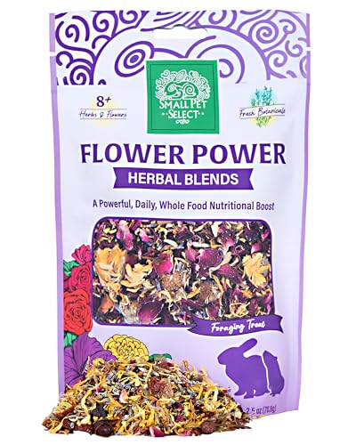 Small Pet Select Flower Power Herbal Treat for Rabbits, 2.5 oz | Natural Aromatic Herbal Blend, Foraging Enrichment & Daily Variety, For Guinea Pigs & Other Small Pets