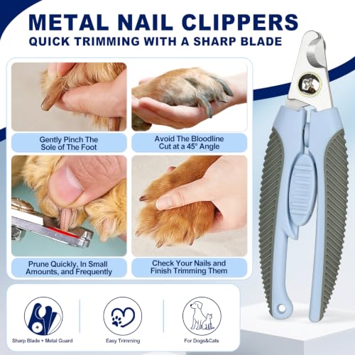 Blue Large Dog Nail Clipper with Guard Dog Nail Trimmer | Stainless Steel Blade,Ergonomic TPR Overmolded Handle,Cat Nail Trimmer,Cat Nail Clipper,Cat Toenail Clipper,Pet Nail Trimmer - color: Blue, size: 6.22in/15.8cm