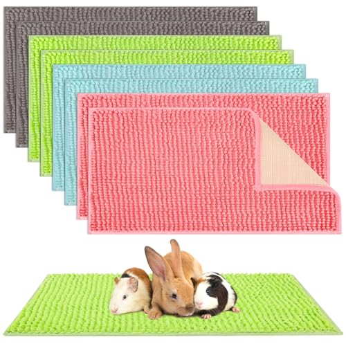 Barydat 8 Pcs Guinea Pig Cage Liner for Guinea Pig Cage Bedding Reusable Rabbit Mat Pad Washable Training Pad Animal Sleeping Bedding Mat - color: Gray, Green, Pink, Blue, size: 24x35