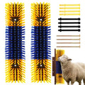 2Pcs Livestock Scratching Brush for Cow, Horse, Goat & Sheep - PBT High Elastic Bristles Design, Animal Grooming & Itch Relief Brush for Barn Entrance, Fence Corner & Feeding Area