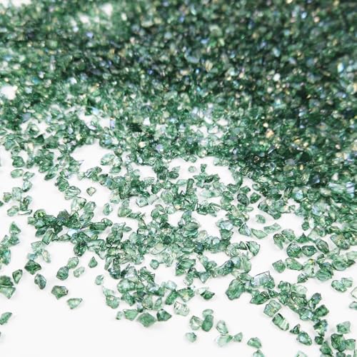 Crushed Glass Glitter, Broken Stones Shattered Glass Chips for Resin Art Crafts, Epoxy Resin Supplies, Geod Painting, DIY Art Projects, Jewelry Making, 2-4mm, 200g/7oz (Blackish Green) - color: Blackish Green