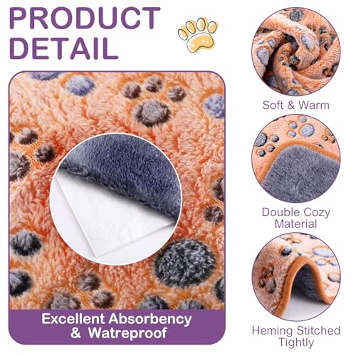Moukeren 5 Pcs Guinea Pig Waterproof Fleece Cage Liner,Paw Print,12 x 12'' | Washable Absorbent Bedding for Hamsters Rabbits, Reusable Pee Pad, Soft Blanket Sleep Mat, Easy Clean Small Animal Supplies