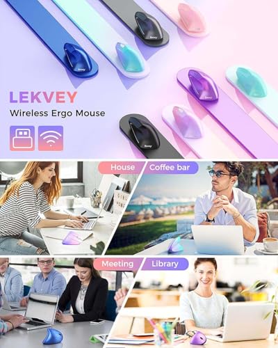 Lekvey Ergonomic Mouse, Vertical Wireless Mouse, Rechargeable, Pink Purple | Long Battery Life, USB-C Charging, Quiet Click, Carpal Tunnel Support, 2.4G Wireless, 3DPI 800/1200/1600, for Laptop, Mac, PC - color: Pink to Purple