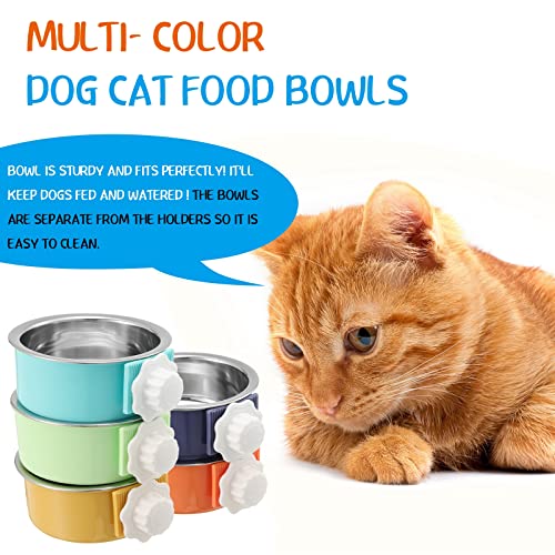 12 Pieces Crate Dog Food Bowls, Removable Stainless Steel Hanging Puppy Kennel Water Bowl Pet Cage Water Feeder Coop Cup for Rabbit, Ferret, Cat, Birds, Rats, Guinea Pigs