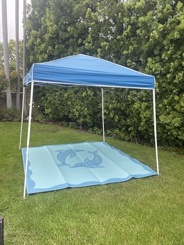 Dolphin Mat 9x9 | Outdoor, Lightweight, Washable, Recycled Materials, Stitched Seams