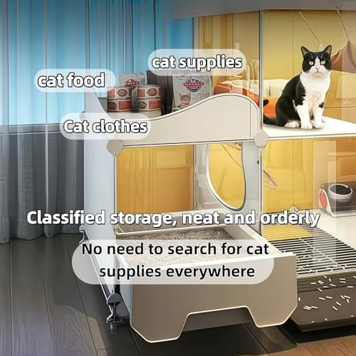 Indoor Cat Cage with Litter Box,Complimentary Cat Bed, Bowl,Teaser Wand，Cat House Large cat Villa Playpen Outdoor, Large Cat Enclosure, Small Animal Dog Kennel (41.8" Lx18.1 Wx41.8 H) - size: 41.8"L x 18.1"W x 41.8"H