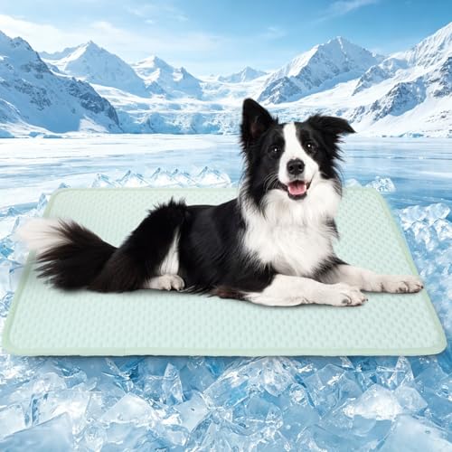 SOMOYA Dog Cooling Mats,Foldable Non-Slip Washable Arc-Chill Cool Pad | Cooling Pad for Dogs Q-Max 0.45 Absorbs Pet Heat Fast,Suit for Indoor Outdoor Summer Use for Cats Dogs - color: Green, size: Large (27.5x39.3 IN)