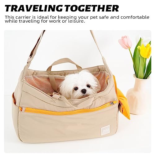 ONECUTE Soft and Comfortable Pet Carrier and Business Backpack with Strong Support - Ideal for Business, Travel, and Outings with Small Dogs and Cats (Kahki,15.7" L x 5.5" W x 9.8" H，up to 16lbs