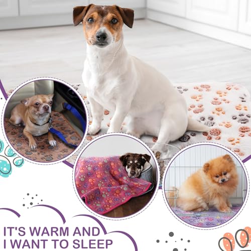 Moukeren 5 Pcs Guinea Pig Waterproof Fleece Cage Liner,Paw Print,12 x 12'' | Washable Absorbent Bedding for Hamsters Rabbits, Reusable Pee Pad, Soft Blanket Sleep Mat, Easy Clean Small Animal Supplies