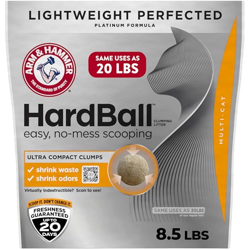 ARM & HAMMER HardBall Lightweight 5-in-1 Clumping Cat Litter, 24/7 Odor Control, Long-Lasting Non-Clay & 99.9% Dust-Free Multi-Cat Formula, Garden Bloom Scent, 8.5 Lbs - size: 8.5 LBs