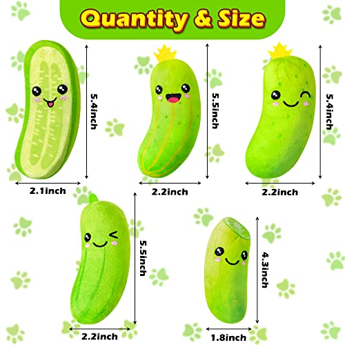 MALLMALL6 Pickle Catnip Cat Toys - 5Pcs Indoor Kitten Chew Bite Kick Cucumber Catmint Interactive Toys for Cat Lover Gifts, Kitty Boredom Relief Supplies with Cute Expression for Pet Birthday Presents - style: Pickle(Large)