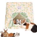 Jenvd Guinea Pig Hideout Large with Curtain, Machine Washable Bunny Hideout | Bottomless Guinea Pig Hide Tent Houses & Habitats, Easy-Clean Small Animal Hideout for Pet Rabbit, Rat, Chinchilla, Squirrel - color: Flower