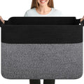 OIASKET 108L Cotton Rope Storage Basket for Living Room and Bedroom 25"x16"x16" Woven Laundry Basket, Heavy Duty Bin for Blankets, Pillows & Toys, Pet-Safe & Scratch-Free, Black - color: Black