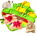 Rabbit Snuffle Mat, Interactive Foraging Pad for Small Pets, Anti-Slip Felt Feeding Mat for Bunny, Hamster, Guinea Pig, Ferret, Machine Washable Boredom Relief Toy (Floral)