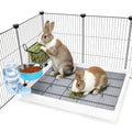 FHTONGE 4 in 1 Ultra Large Rabbit Litter Box with Feeder Combo Set for Cage | Metal Hay Rack, Water Bottle, Food Bowl, Low Entry Trainer Tray, Bunny Toilet and Feeder for Small Animal Rodent Ferret Rat - size: 22x18x3"(58x46x9cm)