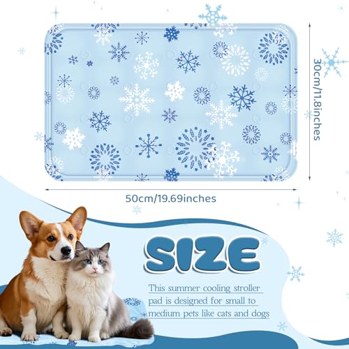 Nuanchu Dog Stroller Cooling Mat, Waterproof Gel Pet Cooling Pad for Summer, Washable Cat Sleeping Blanket, Portable Ice Gel Travel Mat for Cats, Crates, Car Seat(11.81 x 19.69 Inches,Snowflake) - size: 11.81 x 19.69 Inches, style: Snowflake