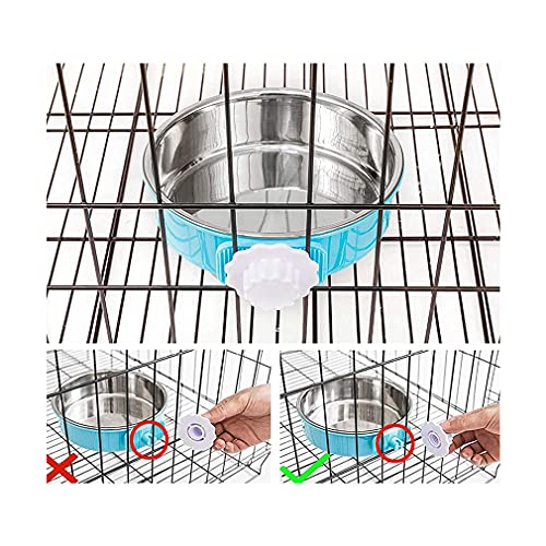 Crate Dog Bowl,Removable Stainless Steel Water Food Feeder Bowls Crate Coop Cup,Pet Cage Bowls with Bolt Holder for Cat, Puppy, Birds, Rats, Rabbits Small Animals ((Blue+Green+Pink) Round, Large) - color: (Blue+Green+Pink) Round, size: Large