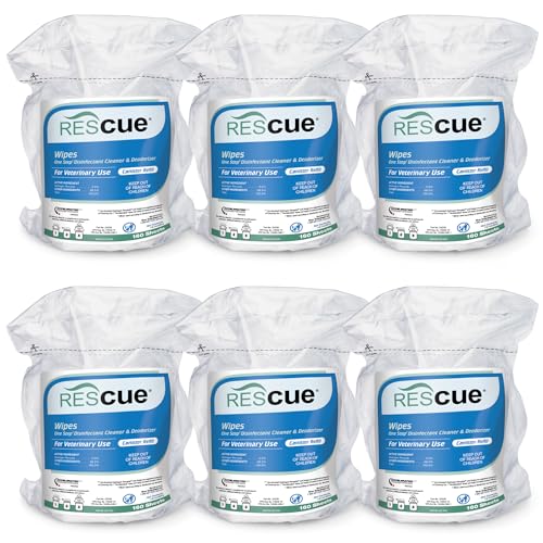 REScue One-Step Disinfectant Cleaner & Deodorizer Wipes for Vet Use – Cleaner for Kennels, Litter Boxes, Vet Offices, Pet Grooming Surfaces, Pet Boarding – Wipes Canister Refill, 160 Count (6 Pack) - size: Canister Refill (6 Pack) Wipes