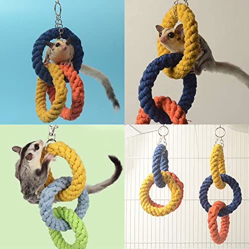JWShang 2 Pack Climbing Rope Toys for Sugar Gliders, Chinchillas, Rats, Bird Perch Swing Accessories