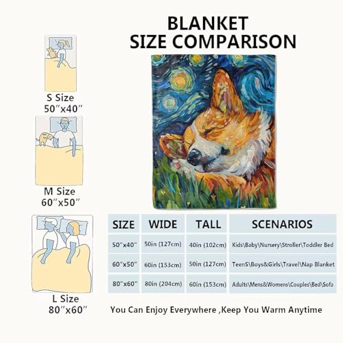 Corgi Blanket Starry Night Puppy Throw Blankets,Gifts for Kids Woman Adult & Dog Lover,Lightweight Soft Fleece,for Sofa Couch Bed Room Modern Artistic Decor 60x80in - color: Corgi, size: 60x80in