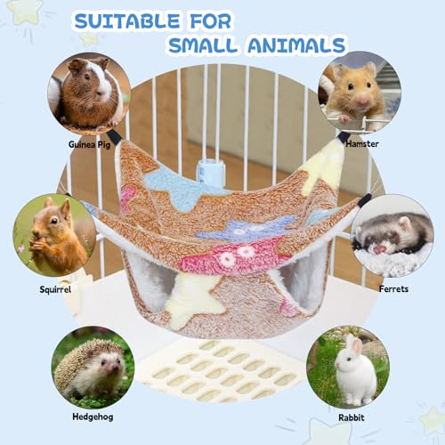 YedsIntu 3 Pcs Guinea Pig Hammock, Rat Ferret Hanging Hammock Guinea Pig Accessories for Small Animals Chinchilla Parrot Sugar Glider Ferret Hamster Squirrel (11"×11") - color: Yellow, Caramel, Grey