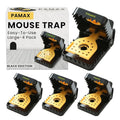 Mouse Traps Indoor for Home, 4-Pack Reusable Humane Snap Traps | Rat & Mice Traps for Outdoor, Voles, Chipmunks - Easy-Bait, Easy-Set Powerful Fast Kill Without Poison or Electricity
