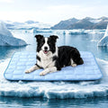 JOLLYVOGUE Cooling Mat for Dogs, Large Dog Cooling Pad, 44"x32", Blue | Lightweight & Breathable, Nylon-Spandex Blend Cover, Down Alternative Fill, Wavy Quilted, Non-Slip Back, Machine Washable - size: Large: 28"x40"