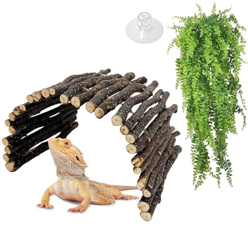 Hamiledyi 2pcs Large Reptile Hides Bearded Dragon Hide Bendable Climbing Bridge Wood Tunnel Tortoise Hut Lizard Hiding Cave for Snake Turtle Gecko Chameleon (15.8" x 7.9") - size: L-15.8 x 7.9-2 PACK