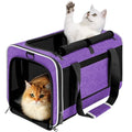 GAPZER Large Cat Carrier Soft, Collapsible Travel Pet Carry Bag, Small Dogs | Large Cats up to 20 lbs+ Maine Coon, Top Load Transport Small Puppy Dog Crate, Chihuahua Mini Dog 10lbs, Sturdy Fabric Pueple - color: Purple