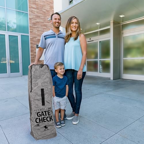 J.L. Childress DELUXE Gate Check Bag for Umbrella Strollers - Premium Heavy-Duty Durable Air Travel Bag, Adjustable Shoulder Strap - Fits Compact, Umbrella-Style Strollers (Grey) - color: Grey