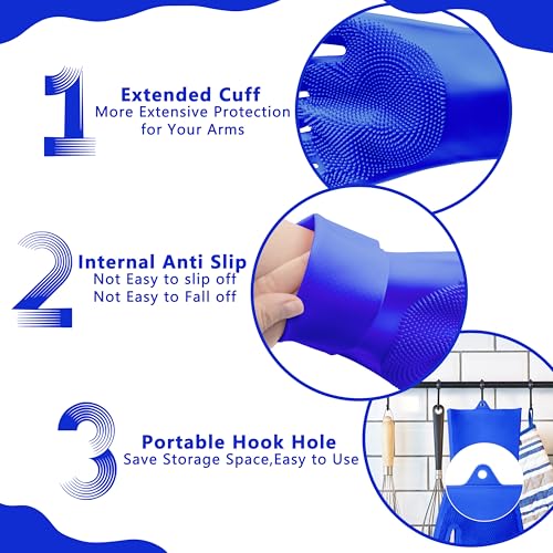 Pet Grooming Gloves—Dog Washing Gloves with High-Density Teeth | Dog Bath Scrubber with Enhanced Five Finger Design, Silicone Gloves for Dogs and Cats Bathing, Massage (Dark Blue) - color: Dark Blue
