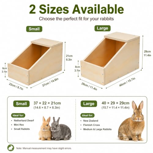 Rypet Wooden Rabbit Nesting Box for Breeding(15.7 x 11.4 x 11.4 Inch) | Low-Step Entry Anti-Crush Design, Enclosed Rear Sanctuary, Chew-Resistant, for Small Animals bunny box - size: 15.7"L x 11.4"W x 11.4"H