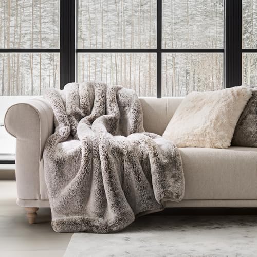 EVERGRACEHOME Faux Chinchilla Fur Throw Blanket, 50"x60", Champagne Fawn | Luxury, Super Soft, 1220GSM, Fluffy Cozy Mink, Reversible Velvet Back, Warm Thick Heavy Winter Throw for Couch Bed, Gift - color: Champagne Fawn, size: 50"x60"