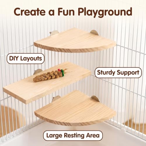Bird Perch, 3 Pack Bird Playground Woodern Hamster Platform, Cage Accessories for Chinchilla, Parrot, Ferret, Rat, Budgie, Cockatie, Guinea Pig (2*Sector+ Rectangle) - color: 2*Sector+ Rectangle