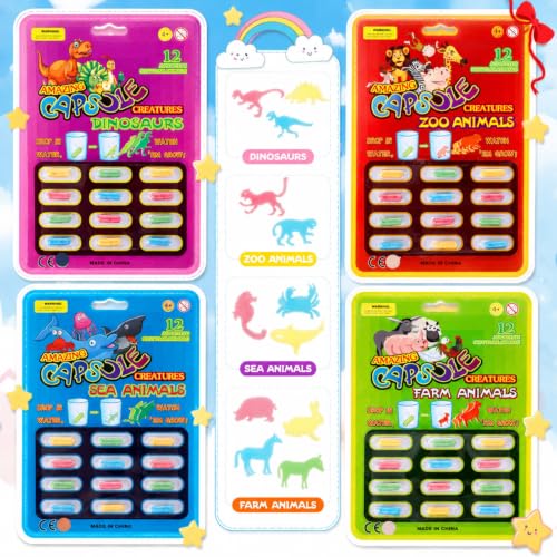 Gejoy 8 Pack Water Growing Capsules for Kids Water Animals Capsules Magic Dinosaur Unicorn Sea Creature Bath Toys for Party Cognition Sponge Pills Bath Expanding Foam (Animal)