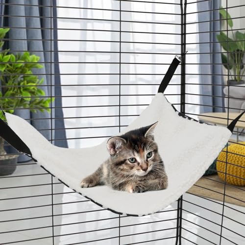 Wontee 2 Pack Small Animal Hammock Soft Fleece Sleeping Bed for Mice Rat Chinchilla Guinea Pig Ferret Kitten Cat Rabbit (L: 20.83x13.76inch, Black White Dot) - size: L 19.7" x 13.4"