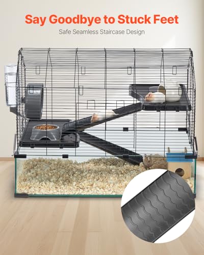 VEVOR Hamster Cage, 360°Viewing Transparent Hamster Habitats, Small Animal Cage, 29.5 x 17.3 x 24 in, Ventilated Pet Mouse Cages with Water Bottle, Portable Hamster House for Rats, Guinea Pigs - size: 29.5"L x 17.3"W x 24.0"H