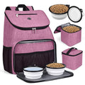 BAGLHER丨Dog Travel Bag, Airline Approved Pet Supplies Backpack, Dog Travel Backpack with 2 Silicone Collapsible Bowls and 2 Food Baskets - color: Light pink-A