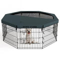Puppy Playpen with Top Cover,Dog Pen Foldable Dog Fence 8 Panels 24 Inch | Dog Playpen with Door for Indoor Outdoor,Dog Exercise Fences for Small Medium Animals - size: 24''H