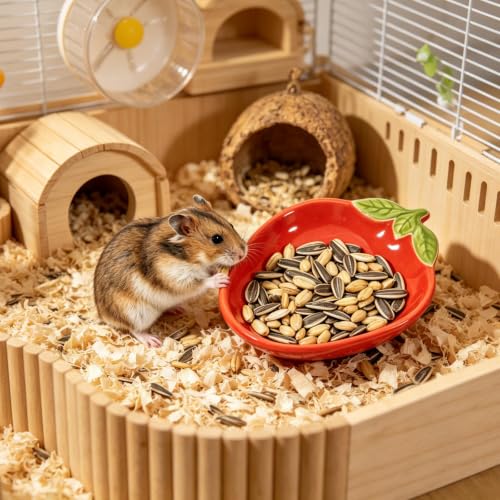4 Pack Hamster Ceramic Food Bowl, Cute Fruit Shaped Small Animal Food Dish, Pet Feeding Bowl for Hamster, Hedgehog, Gerbil, Guinea Pig