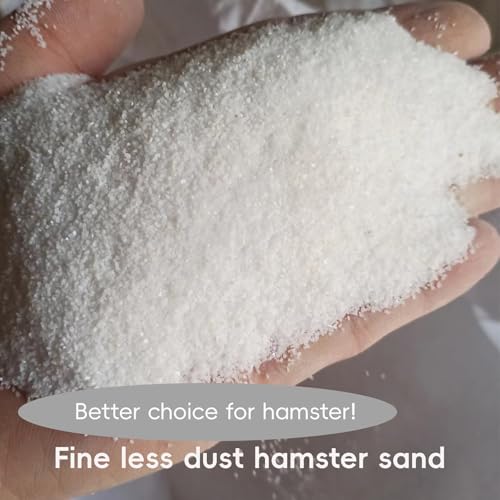 Hamster Sand Bath for Hamsters, Gerbils, Chinchillas, 2.2Lbs Less Dust Chinchilla Bath as Hamster Cage Accessories, Bathing White Sand for Small Animal Bath & Toilet Litter