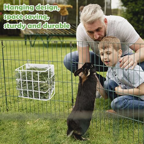 Rabbit Hay Feeder with Heavy-Duty Metal Frame Rabbit Hay Holder, Bunny Hay Feeder Guinea Pig Hay Holder,for Rabbits Guinea Pigs Bunny Chinchillas and Small Animals (White) - color: White, size: 1 piece