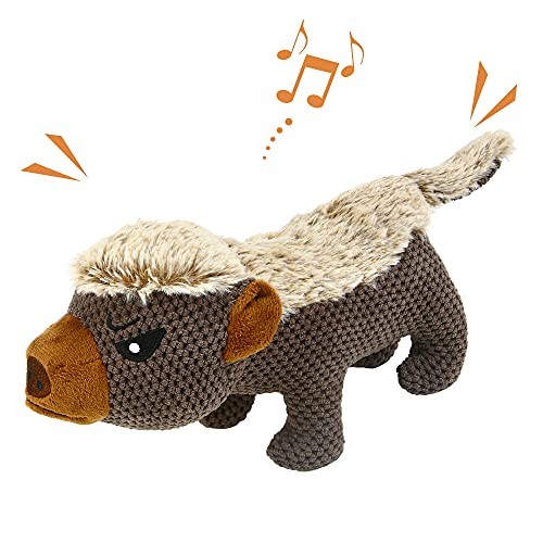 IOKHEIRA Dog Plush Toys for Aggressive Chewers, Indestructible Dog Squeaky Toys with Crinkle Paper, Durable Teething Chew Toys for Medium and Large Breed (Grey) - color: Grey