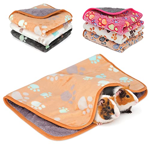 YUEPET 6Pcs Waterproof Guinea Pig Blankets Washable Small Animal Fleece Cage Liners Pet Soft Sleep Mat Pad Cover Warm Flannel Throw for Hamster Guinea Pig Rabbit Chinchilla Hedgehog Ferret