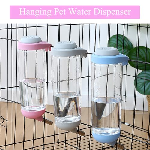Dog Crate Water Bottle Dispenser - No Drip Dog Kennel Water Dispenser & Cage Bottle - Easy-to-Use Water Bottle for Cat Crate - Perfect for Keeping Your Pet Hydrated (Grey)-350ML
