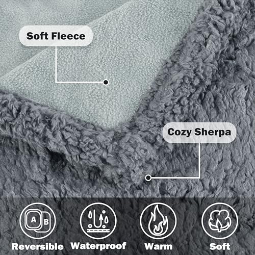 Kritter Planet Waterproof Reversible Pet Blanket for Dogs and Cats | 80 x 90 Inch, Waterproof Cover for Sofa and Bed, Washable Protection Against Fur, Dirt, Scratches and Everyday Messes - color: Grey/Charcoal Grey, size: 90"x80"