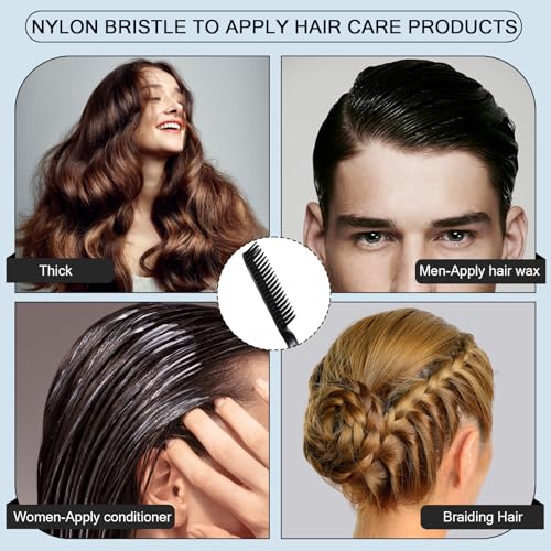 SIMPOR 3 Row Hair Comb for Natural Detangling Curly, Hair Styling Brush, Nylon Bristle Unbraider Teasing Rat Tail Comb for Women Men Black - color: Black
